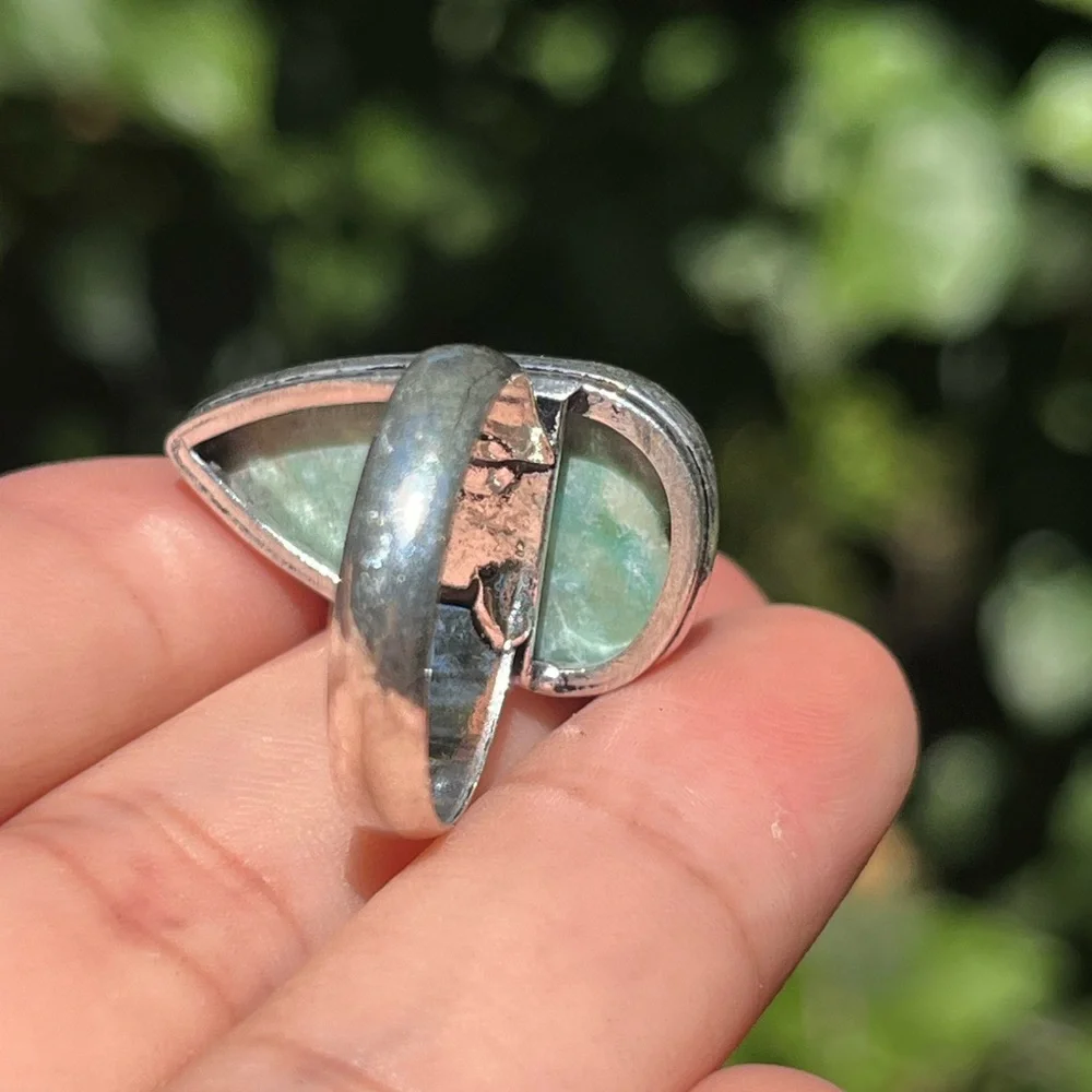 Size 7.5 925 Silver plated‎ fuchisite ring